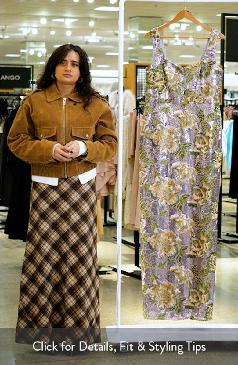 Goldie Embroidered Flower & Sequin Column Gown, sales video thumbnail