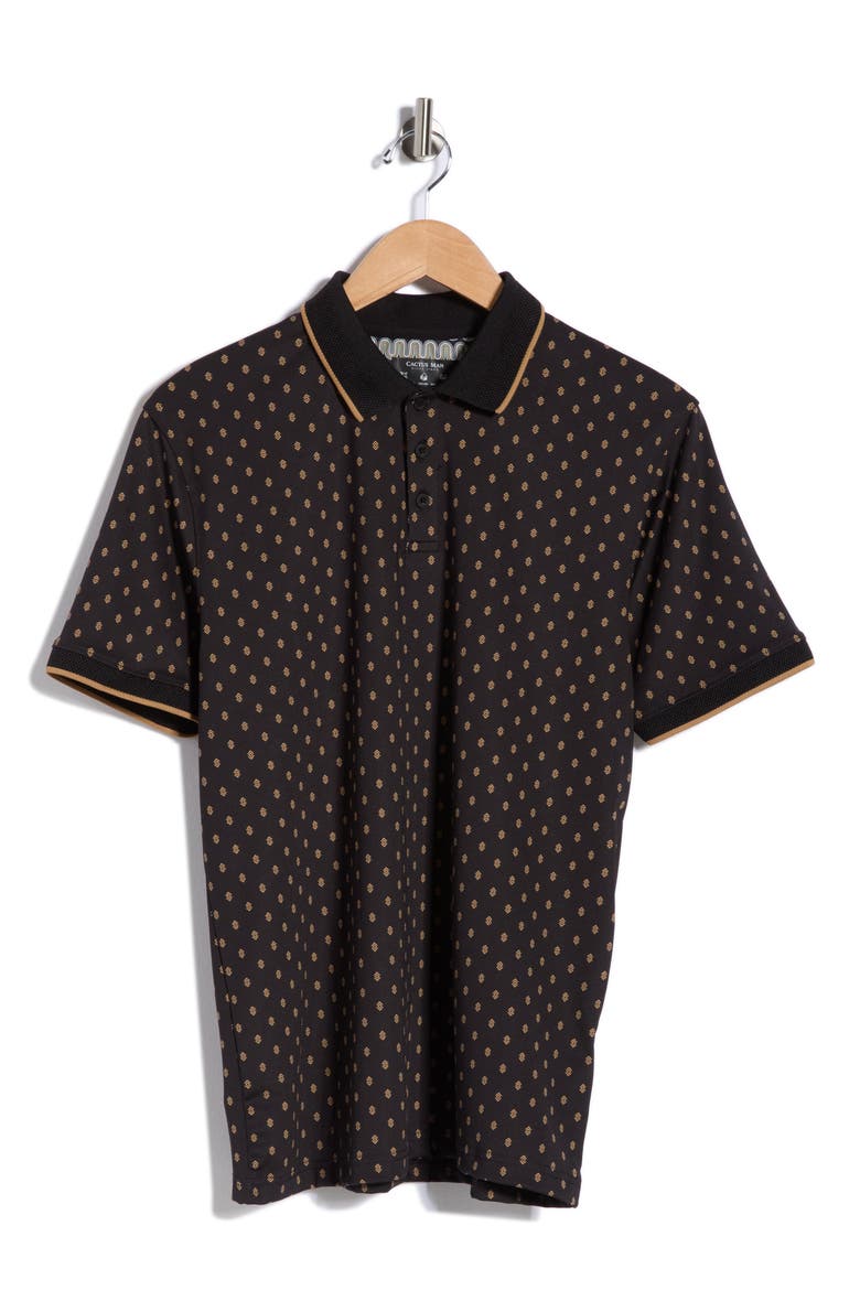 Geo Print Performance Polo, Alternate, color, BLACK
