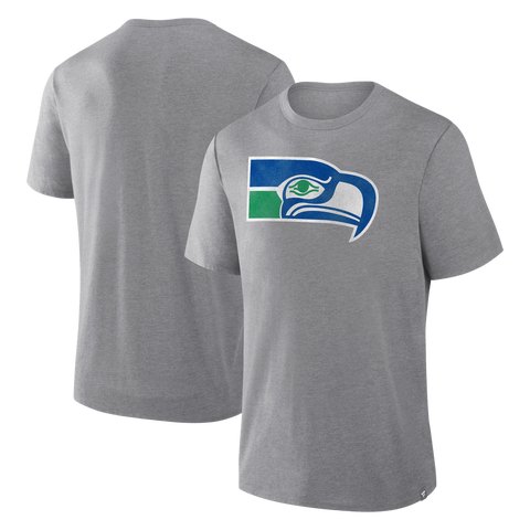 Men's Fanatics Heather Gray Seattle Seahawks Vintage Heritage Tribute Tri-Blend T-Shirt