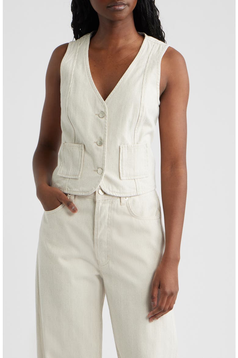 La Jolla Stripe Vest, Main, color, ECRU RAILROAD STRIPE