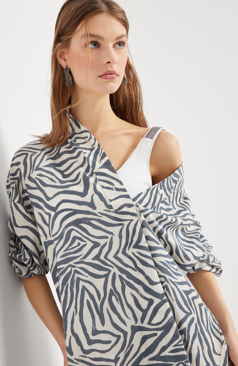 Brunello Cucinelli Print chemisier dress, Alternate, color, 