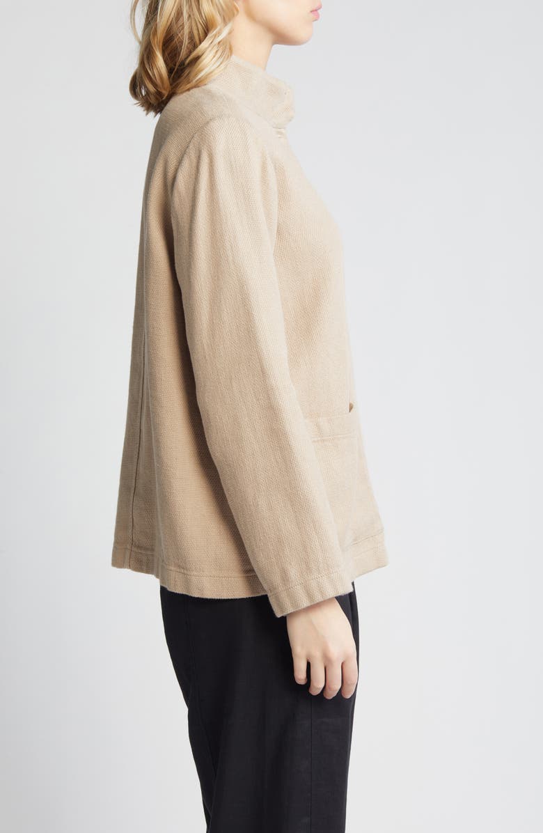 Eileen Fisher Stand Collar Organic Linen & Organic Cotton Jacket, Alternate, color,