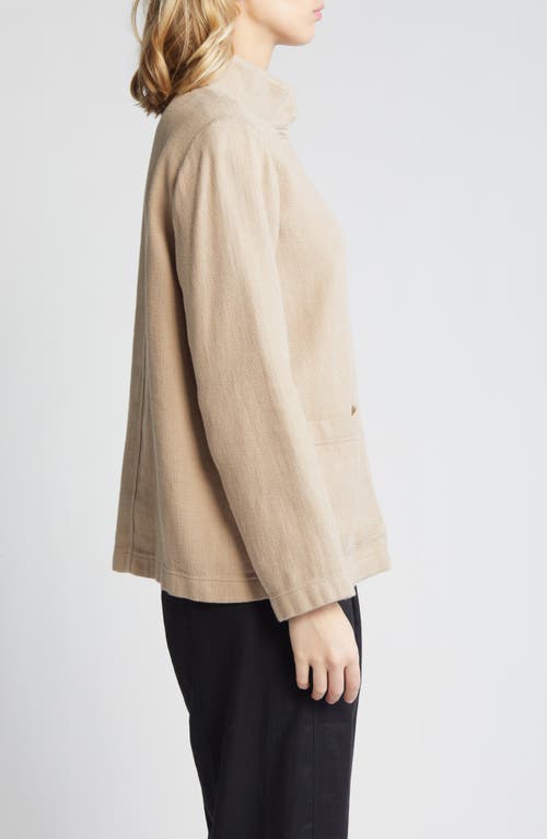 Eileen Fisher Stand-collar Snap-front Jacket In Wheat
