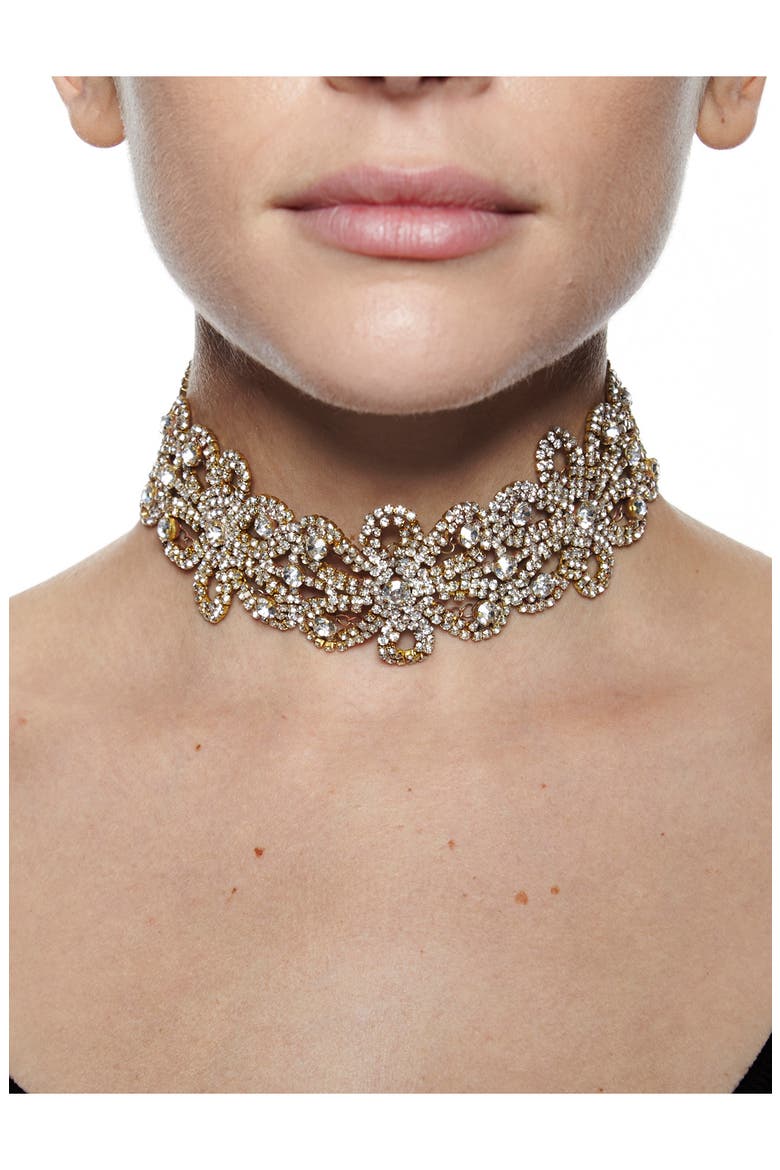 Pluto Crystal Choker, Main, color, GOLD