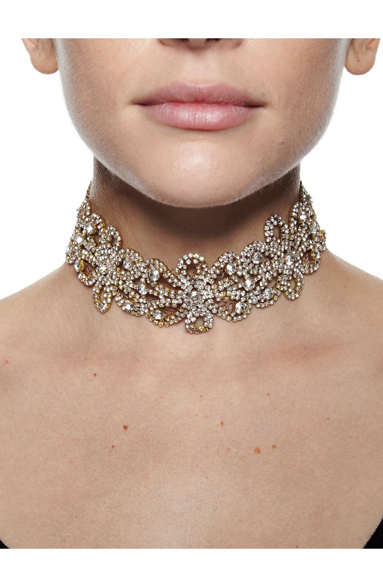 EYE CANDY LOS ANGELES Pluto Crystal Choker, Main, color, Gold