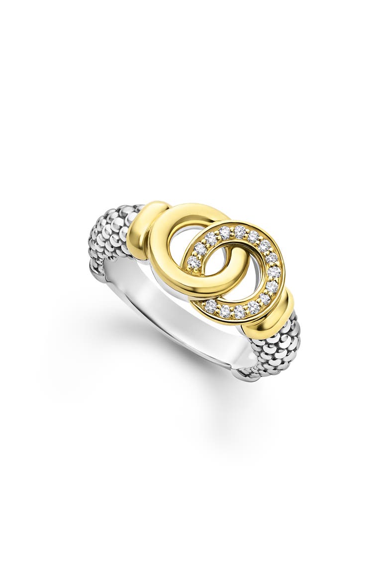 Signature Caviar Two-Tone Interlocking Diamond Ring, Main, color, TWO-TONE