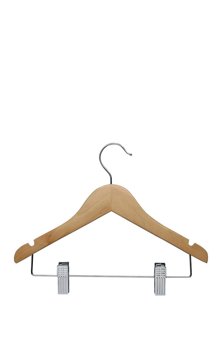 HONEY-CAN-DO Kids Wood Hangers with Clips - Pack of 10, Main, color, 