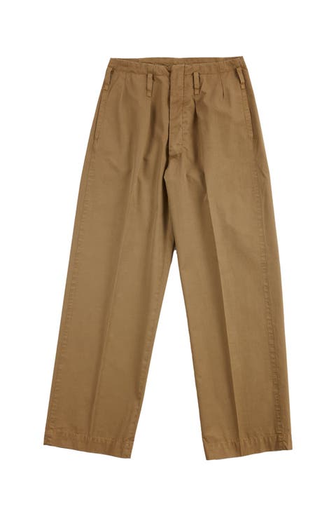 Double Pleat Cotton Trousers
