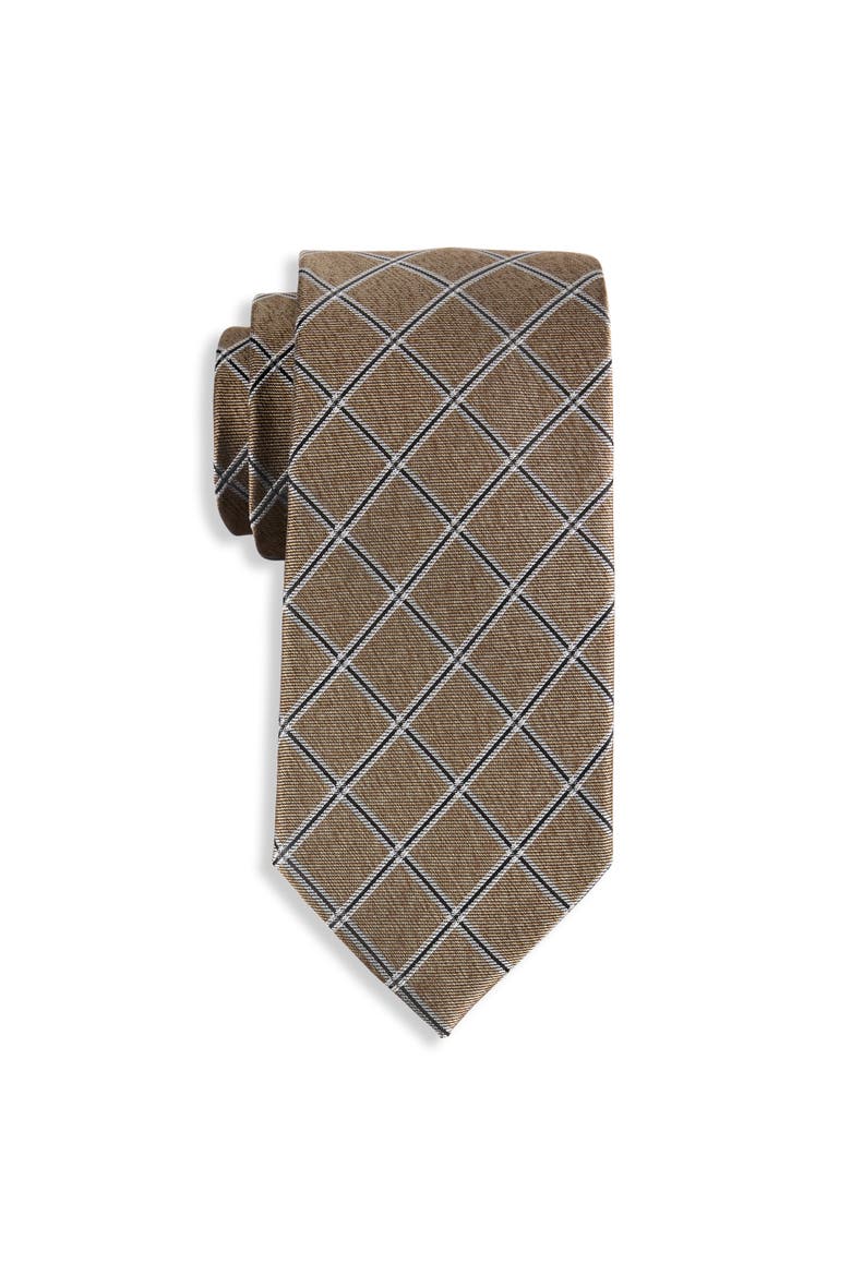 Big & Tall Yarrow Grid Patterned Tie, Main, color, CAMEL