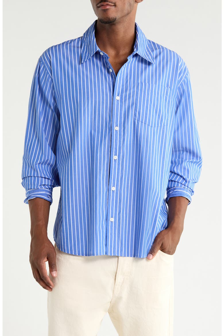 Berg Stripe Button-Up Shirt, Main, color, BLU