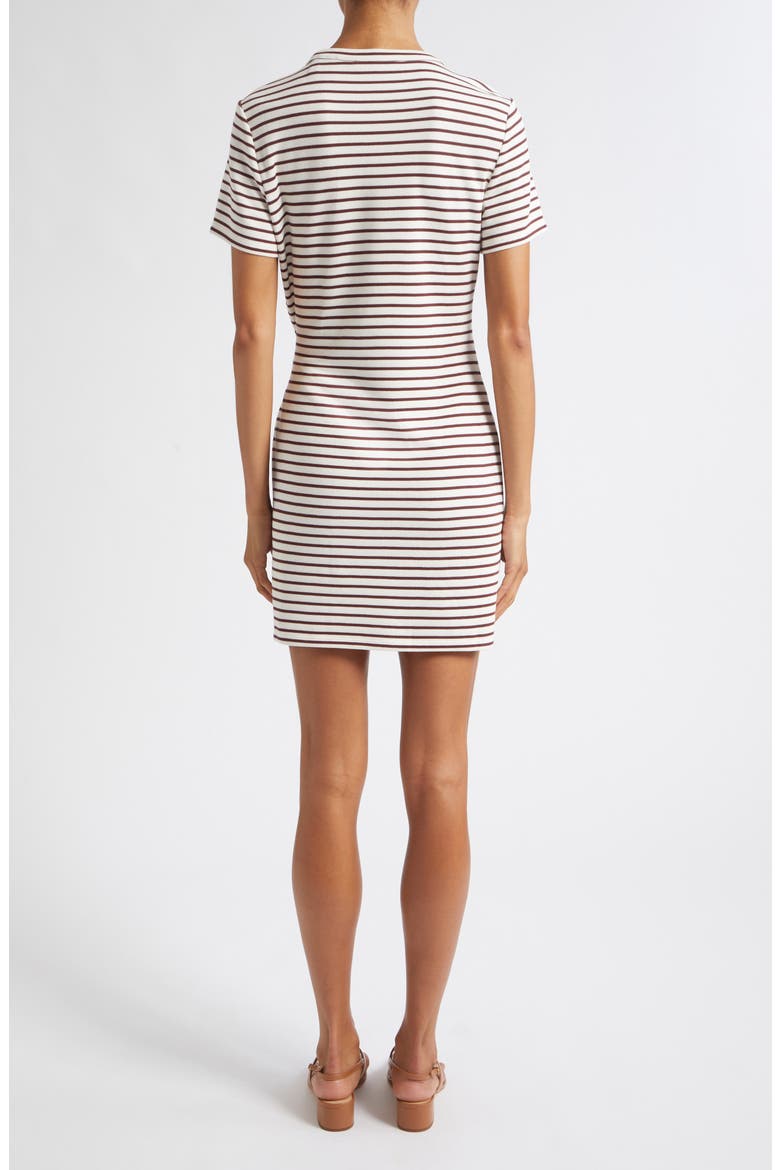 Elvaris Stripe Short Sleeve Minidress, Alternate, color, DOVE RAISIN