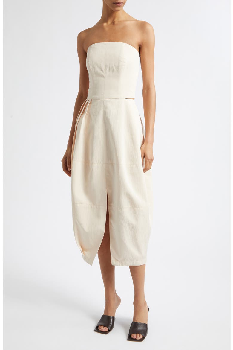 Senita Strapless Midi Dress, Main, color, BEIGE