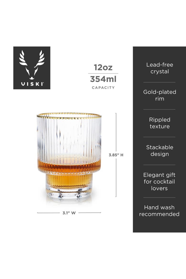 Meridian Crystal Tumblers Set of 2, Alternate, color, GLASS AND GOLD