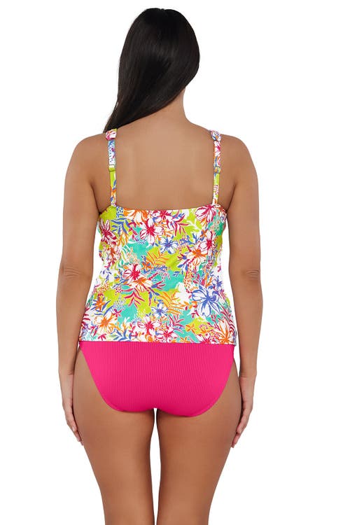 Sunsets Escape Emerson Tankini Swimsuit Top In Botanical Bliss Sandbar Rib
