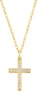 EFFY 14K Yellow Gold Plated Sterling Silver Diamond Cross Pendant Necklace