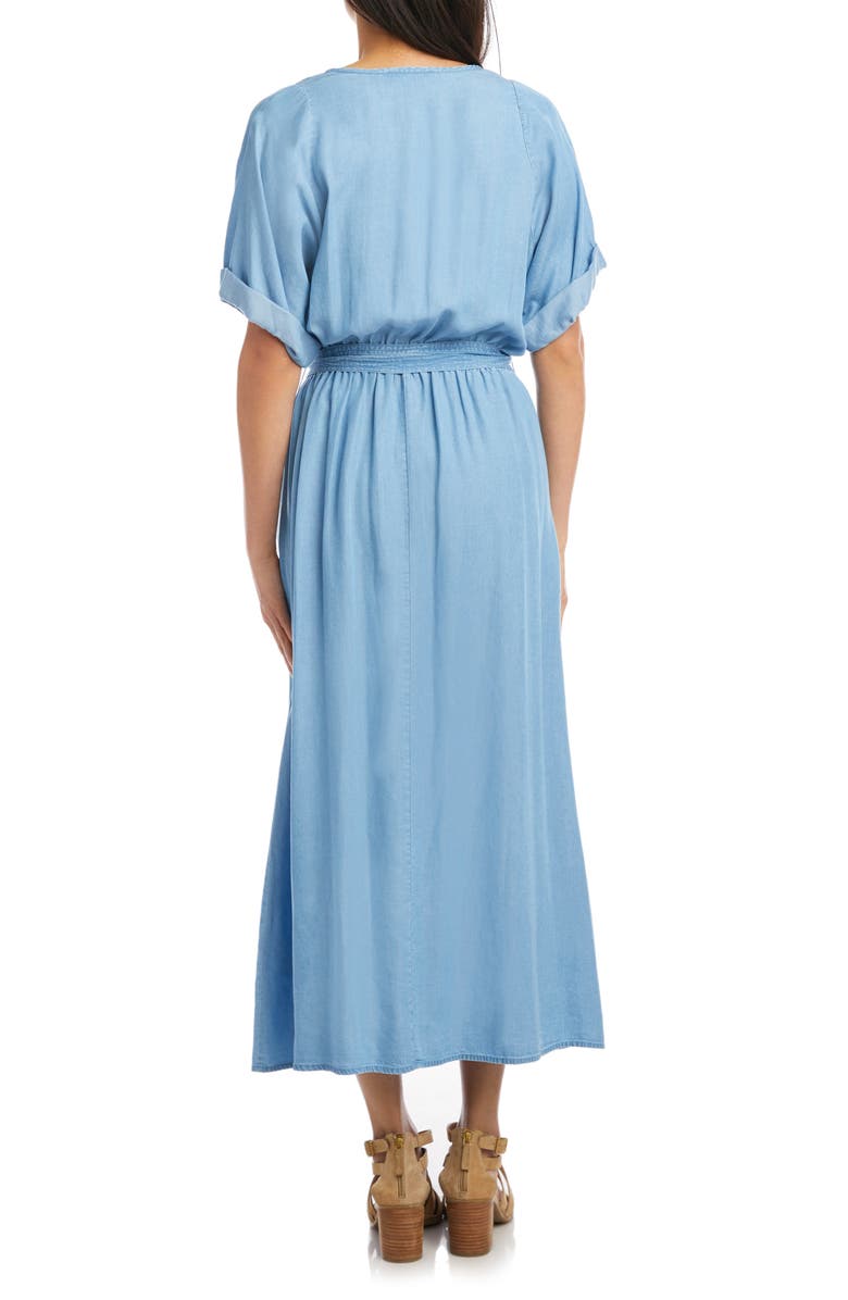 Karen Kane Wrap Front Chambray Dress, Alternate, color, Chambray