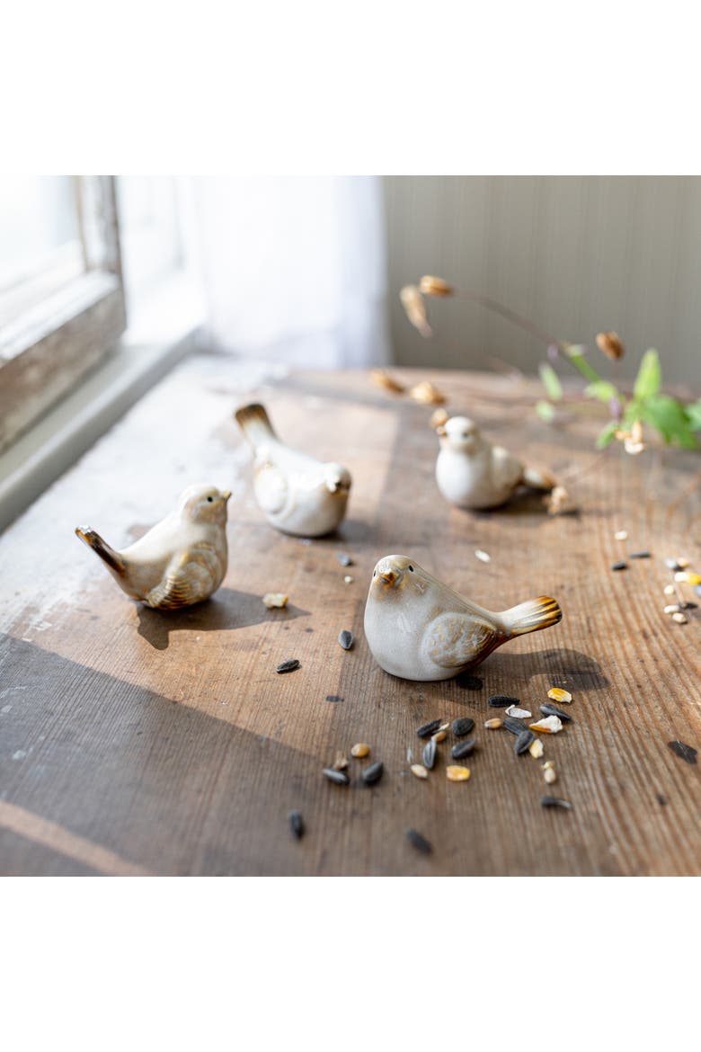 Set of 4 Bird Accents White Porcelain, Alternate, color, White