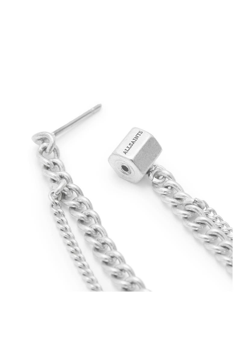 Front/Back Curb Chain Earrings, Alternate, color, RHODIUM