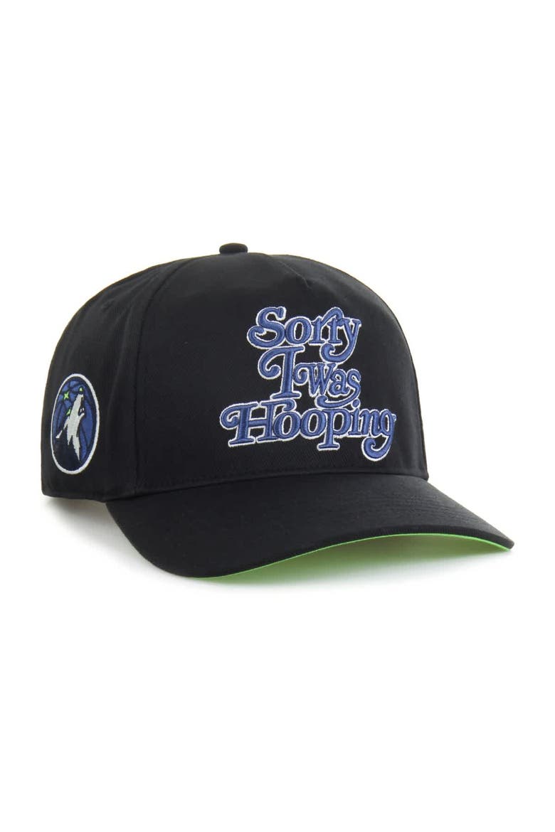 Men's Brand Seen by '47 Black Minnesota Timberwolves Sorry I Was Hooping Hitch Adjustable Hat, Main, color, Black
