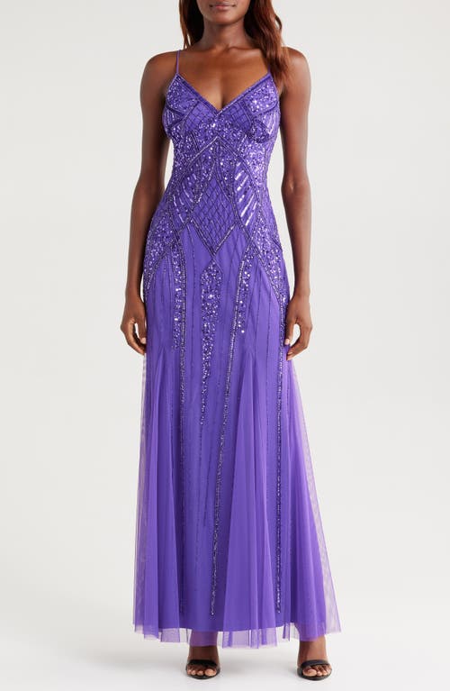 Bebe Embellished V-neck Gown In Purple