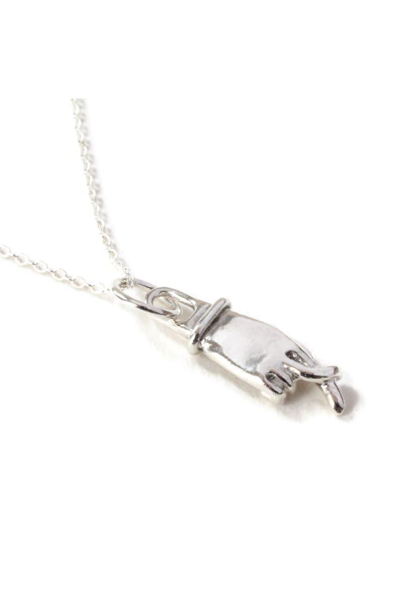 Sterling Cross My Fingers Diamond Necklace, Alternate, color, Silver