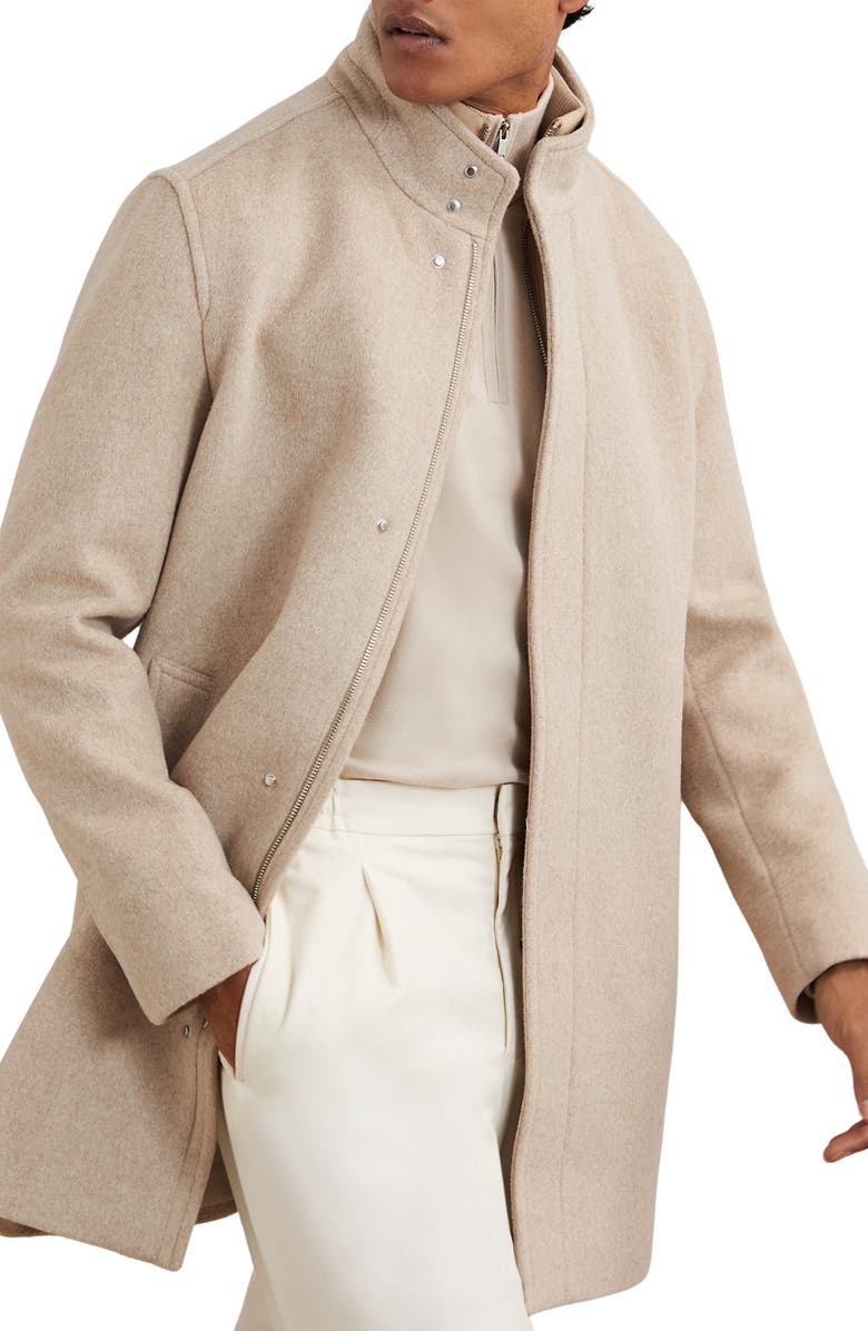 Reiss Fuel Wool Blend Coat, Alternate, color, Oatmeal Brown