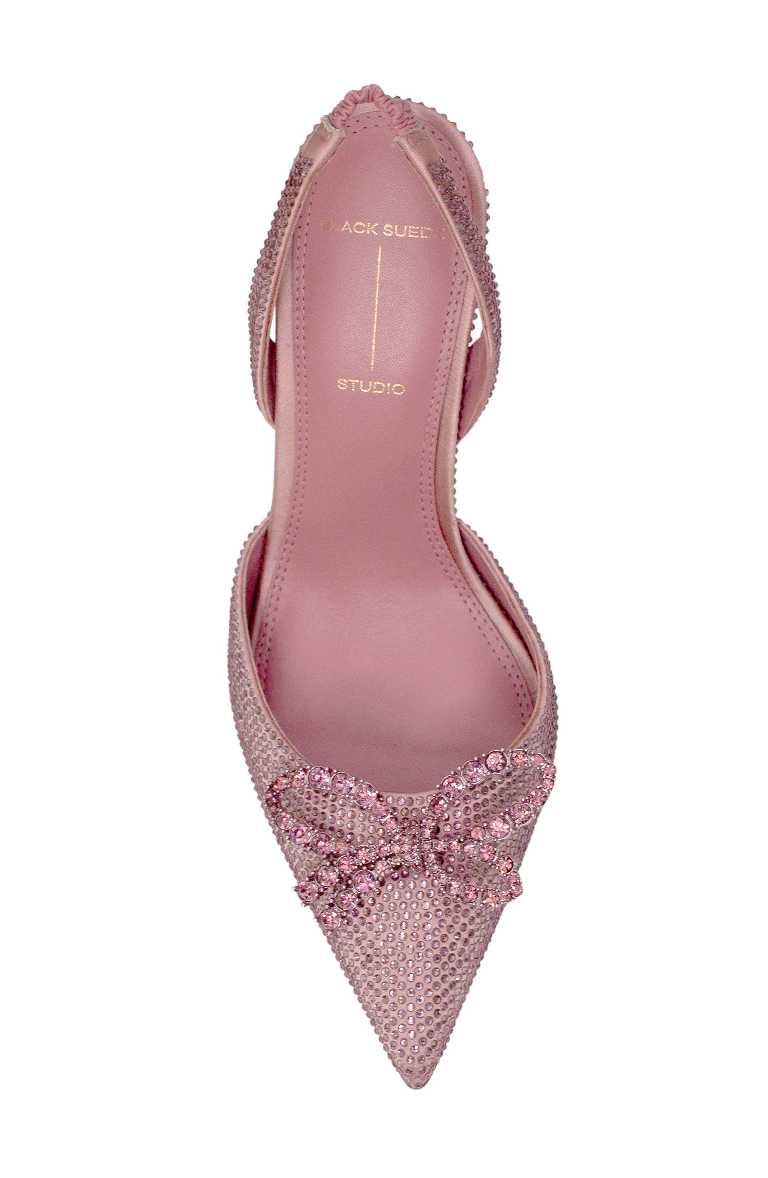 BLACK SUEDE STUDIO Rosalina Crystal Bow Slingback Pump, Alternate, color, 