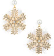 Panacea Crystal Snowflake Fuzzy Drop Earrings