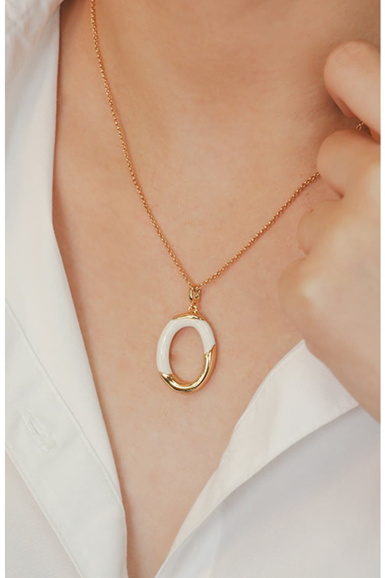 Time Ripples Pendant Necklace, Alternate, color, White & Gold