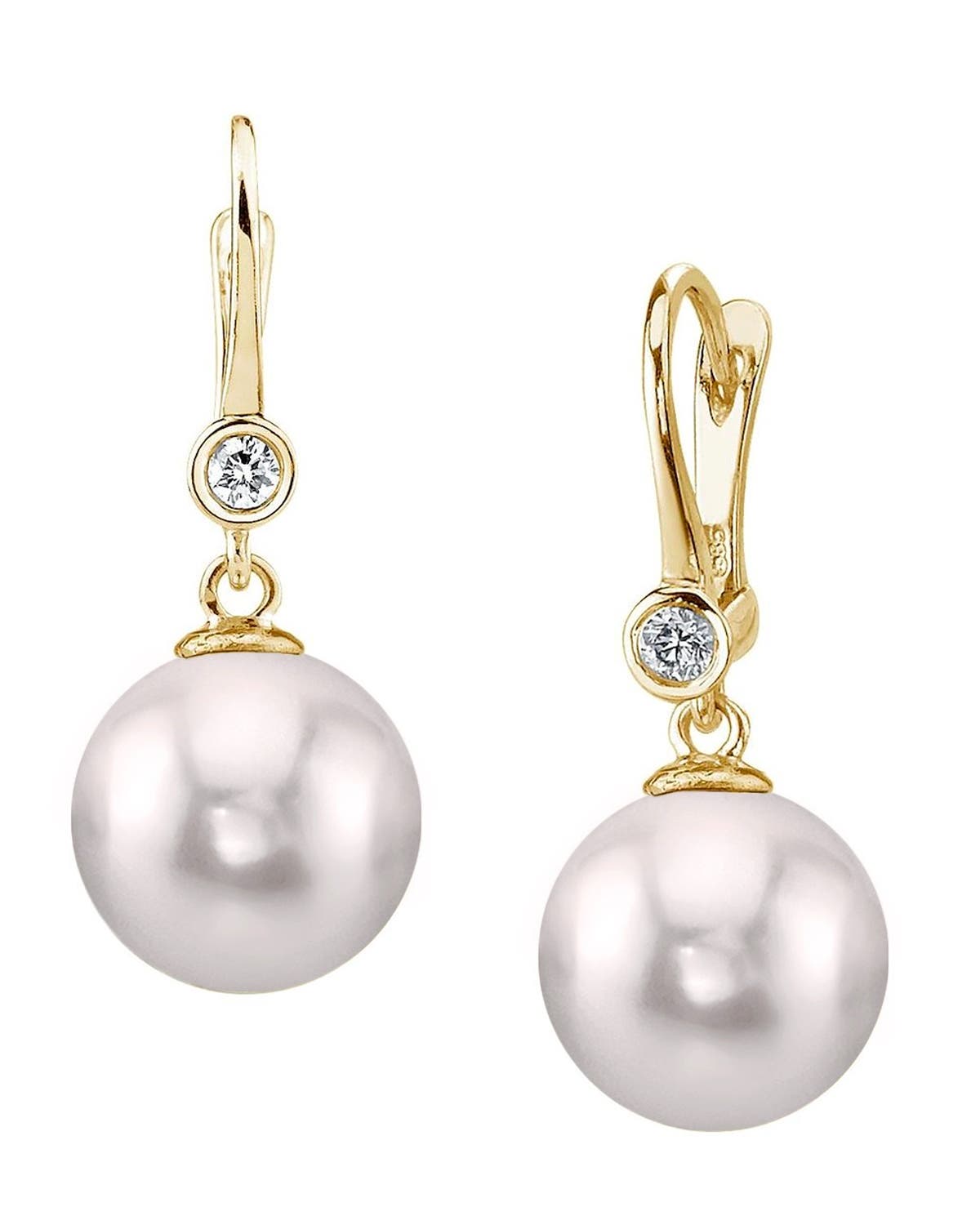 The Pearl Source Akoya Pearl & Diamond Michelle Earrings In Gold