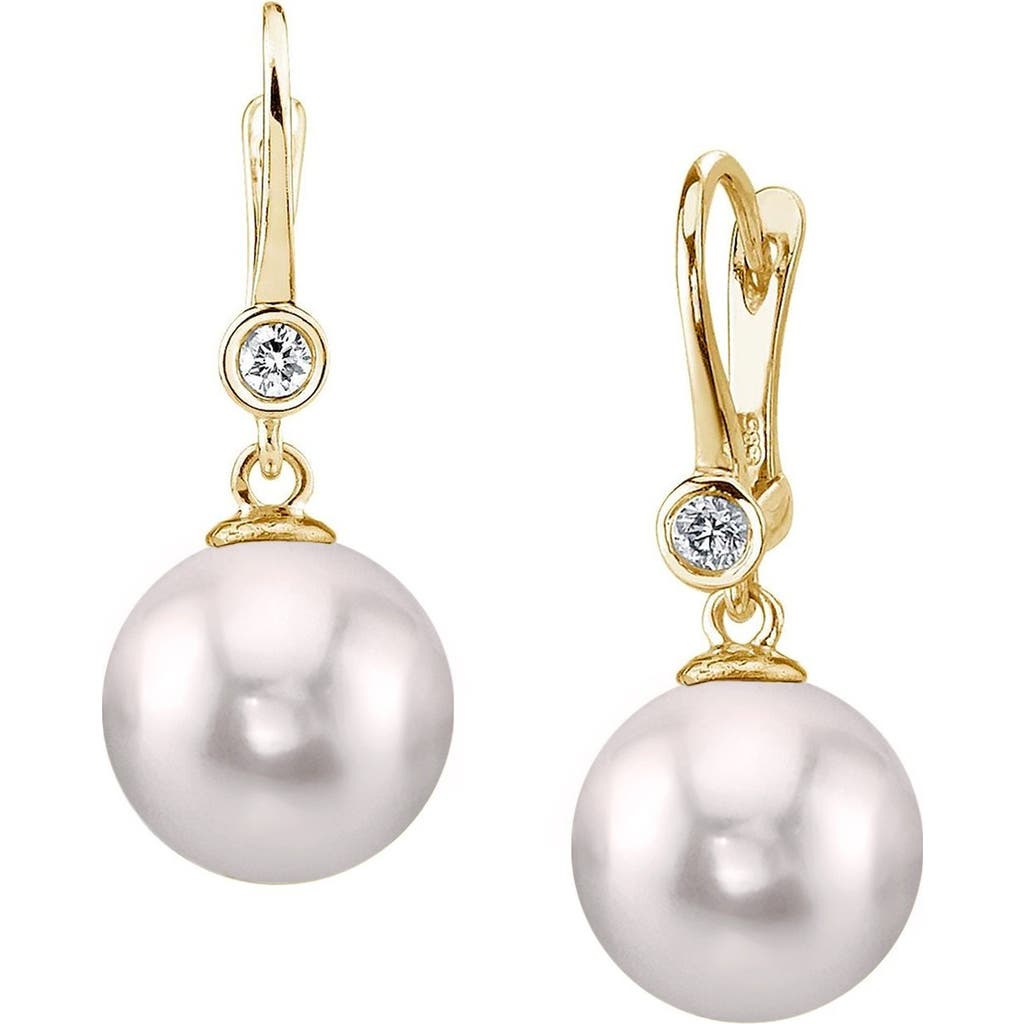 The Pearl Source Akoya Pearl & Diamond Michelle Earrings In Gold
