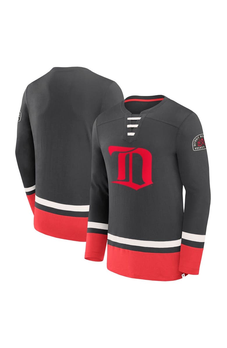 FANATICS Men's Fanatics  Black Detroit Red Wings Vintage High Point Long Sleeve T-Shirt, Alternate, color, 