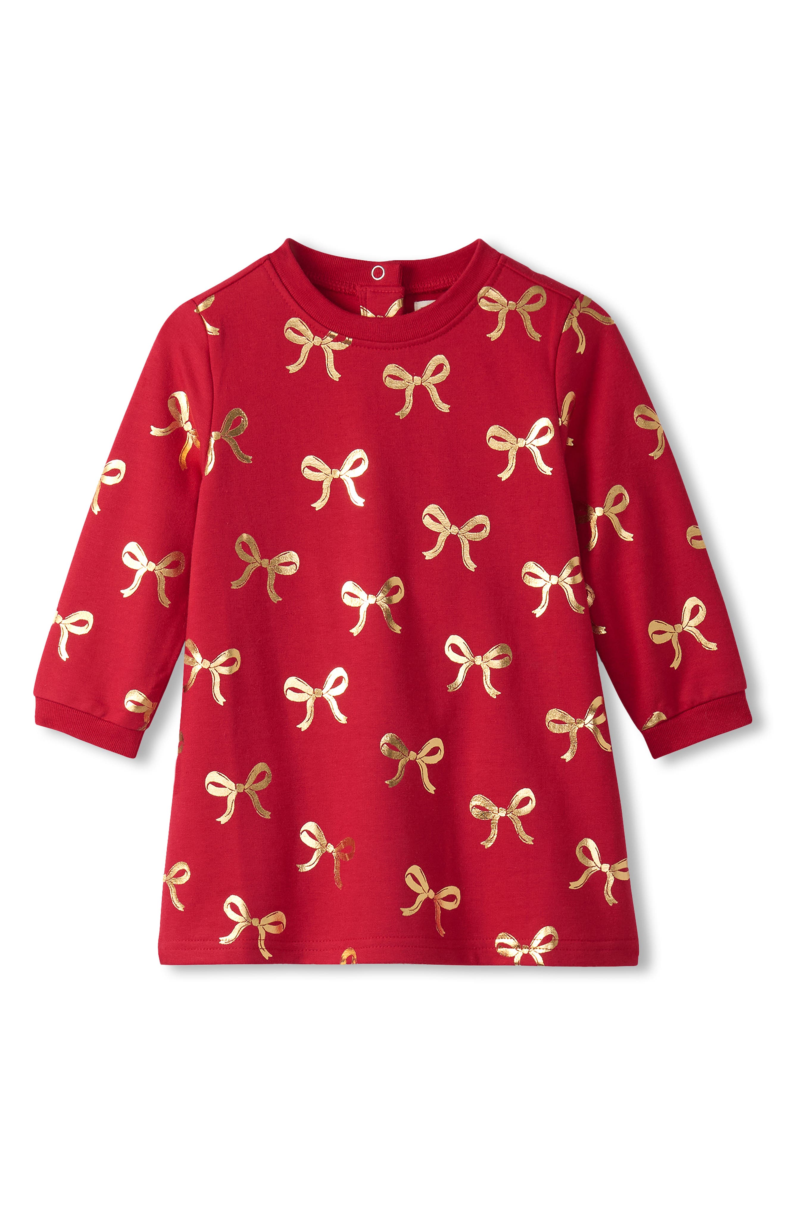 Hatley Foil Print Bow Dress in Red 
