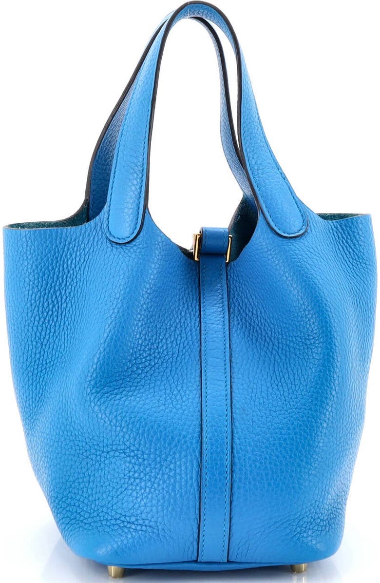 Pre-Owned Hermes Picotin Lock Bag Clemence PM, Alternate, color, Bleu Zanzibar