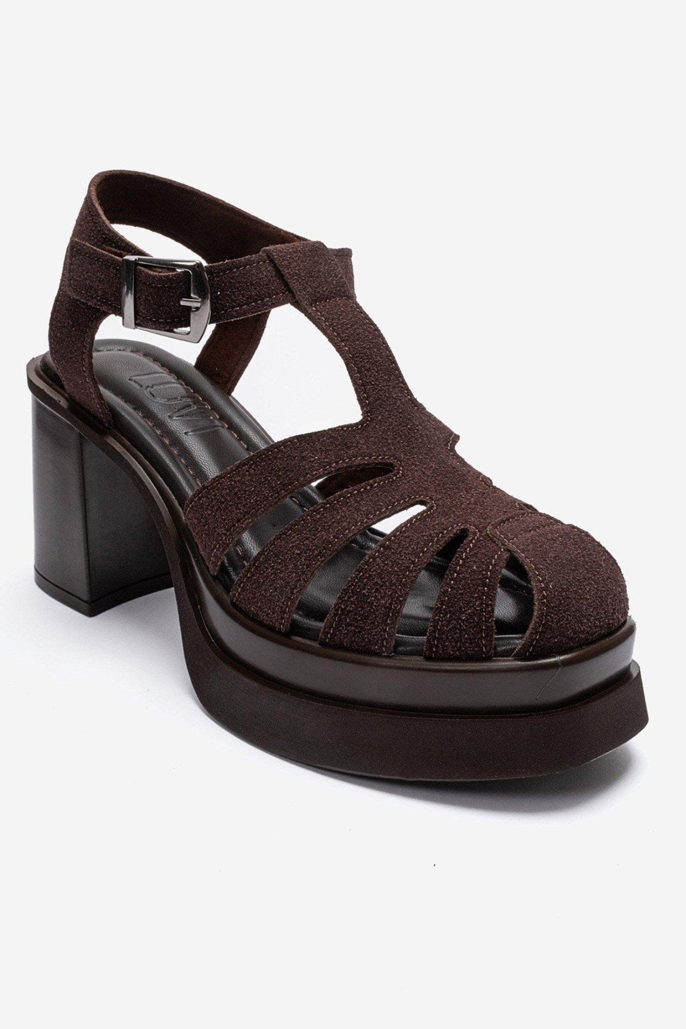 Rovena Platform Block Heel Sandal, Alternate, color, Brown Suede