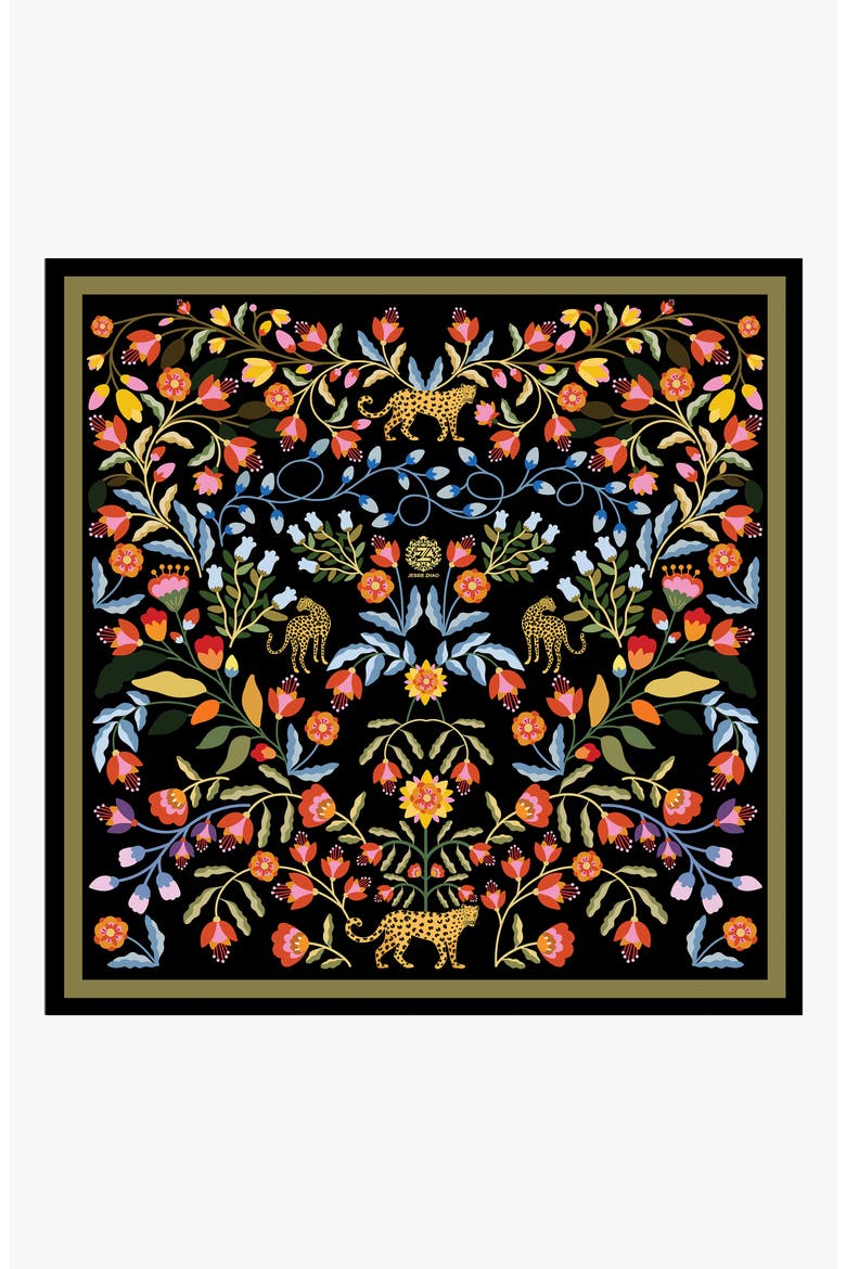 Double Sided Silk Scarf of Night Imagination, Main, color, Black