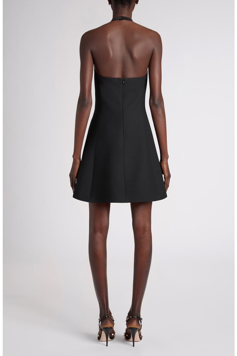 Embroidered Sequin Bow Wool & Silk Crepe Couture Minidress, Alternate, color, BLACK/ SILVER