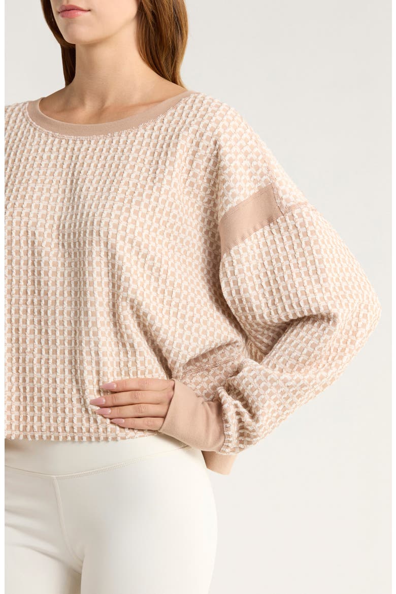 My Time Textured Waffle Knit Cutout Top, Alternate, color, SANDY
