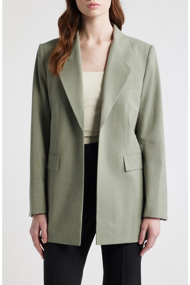 Relaxed Stretch Wool Open Blazer, Main, color, VETIVER MELANGE