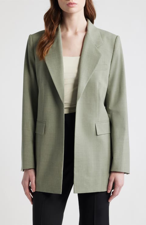 Relaxed Stretch Wool Open Blazer