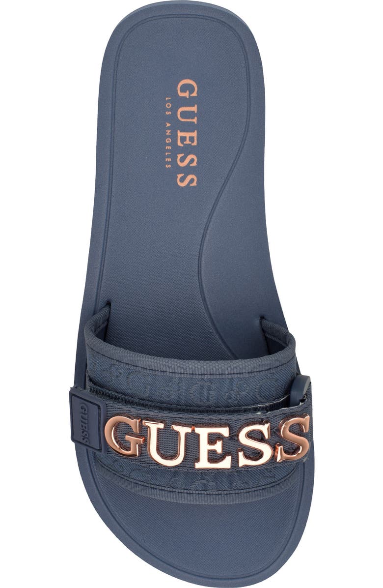 GUESS Peers Slide Sandal, Alternate, color, Light Gray/ Blue