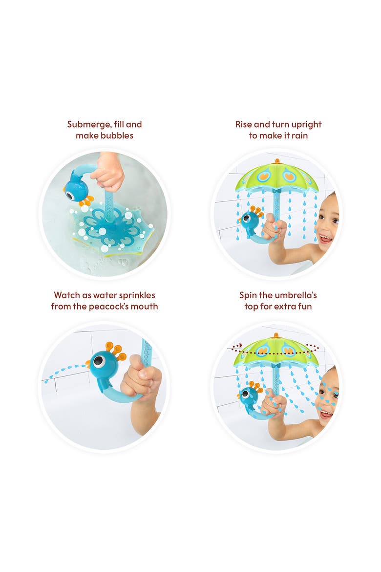 Fill & Rain Peacock Bath Toy, Alternate, color, BLUE/GREEN