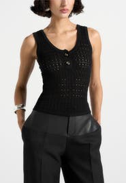 Manière De Voir Nora Pointelle Knitted Vest with Knot Button