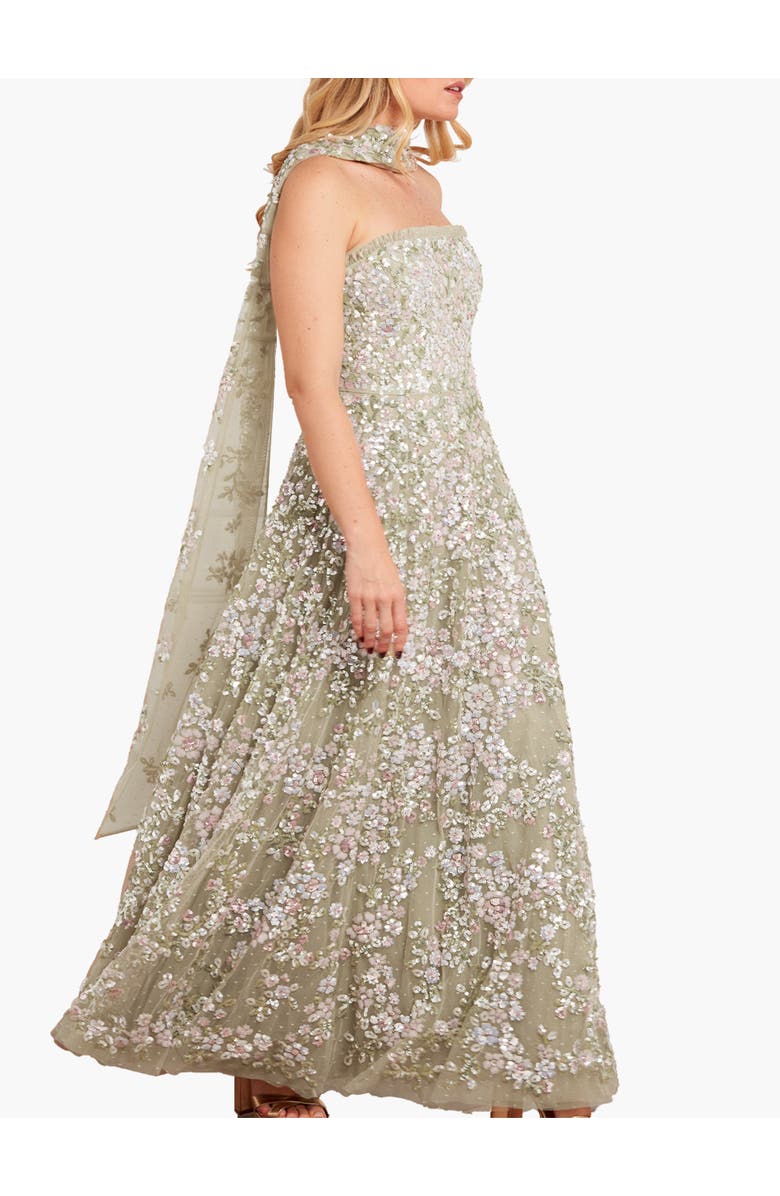 Needle & Thread Dream Garland Strapless Gown, Main, color, Aloe/Multi