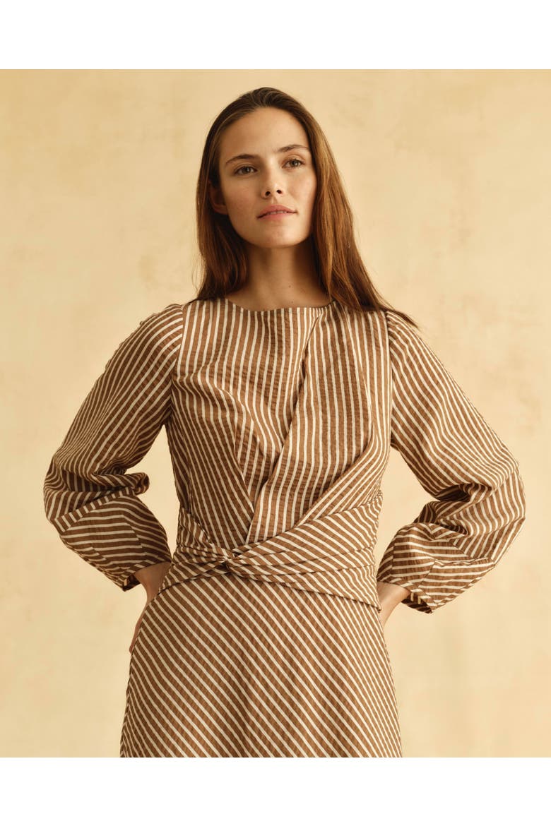Sadie Striped Seersucker Midi Dress, Alternate, color, Winnetka Stripe