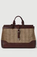 Brunello Cucinelli Burnished calfskin and chevron-effect techno fabric doctor bag