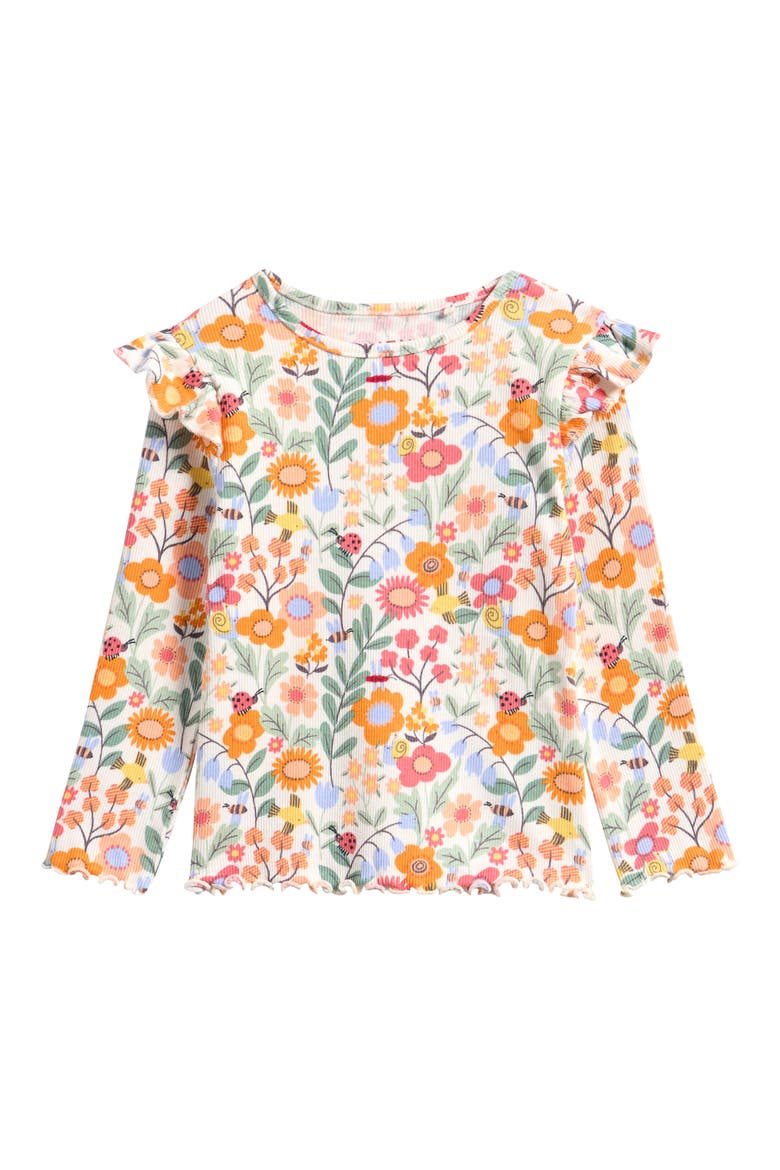 Kids' Mixed Print Long Sleeve Stretch Cotton Top, Main, color, ORANGE