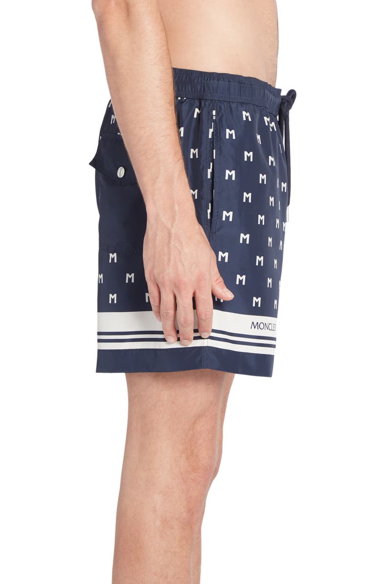 Moncler Mare Monogram Swim Trunks, Alternate, color, 