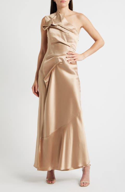 Werona One-Shoulder Satin Gown