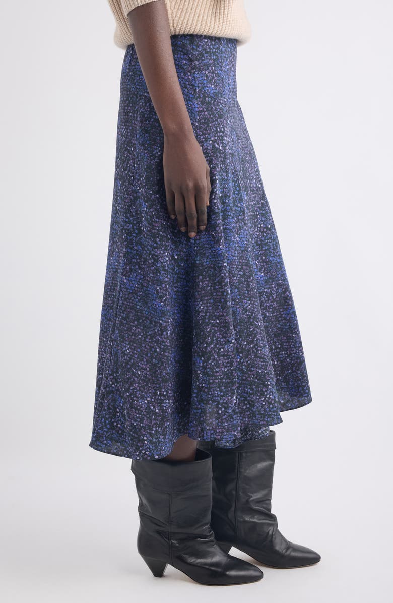 Isabel Marant Hortensia Mosaic Print Stretch Silk Midi Skirt, Alternate, color, Midnight